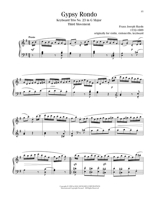 Gypsy Rondo - Franz Joseph Haydn (Piano Solo)