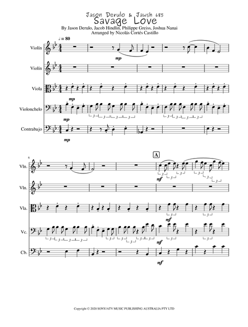 Savage Love (Arr. Nicolás Cortés Castillo) - Jason Derulo & Jawsh 685 (String Quartet)