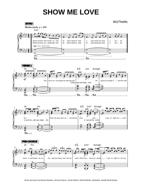 Show Me Love - WizTheMc (Piano Solo)