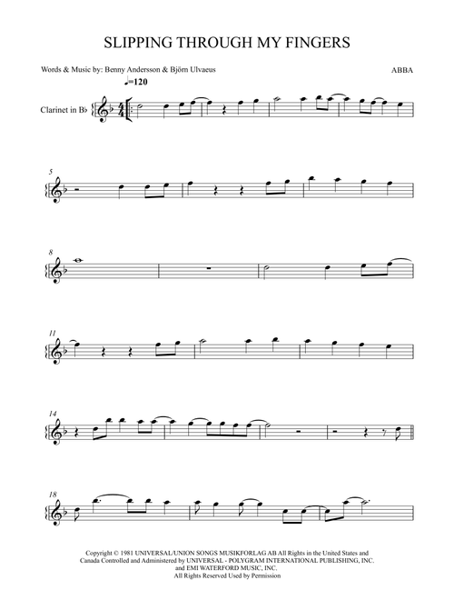 Slipping Through My Fingers (Arr. Karen Gueiros) - ABBA (Clarinet Solo)