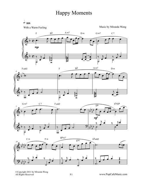 Happy Moment - Romantic Wedding Piano Music in F Key (With Chords) - Miranda Wong (Piano Solo)