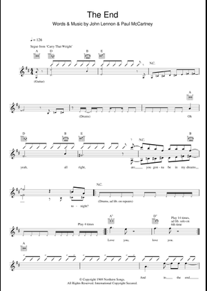 Play Official version of The end Sheet Music by The Beatles for