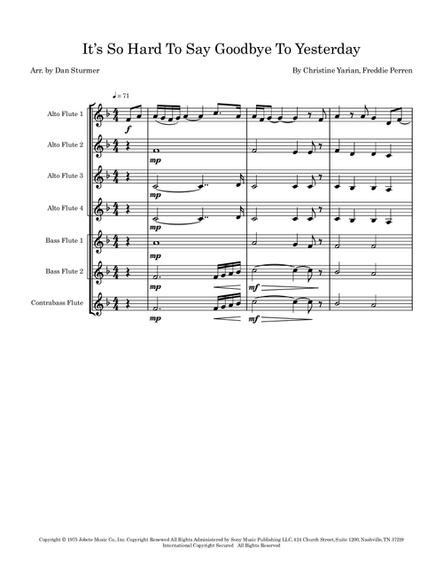 It's So Hard To Say Goodbye To Yesterday (Arr. Dan Sturmer) - Boyz Ii Men (Woodwind Ensemble)