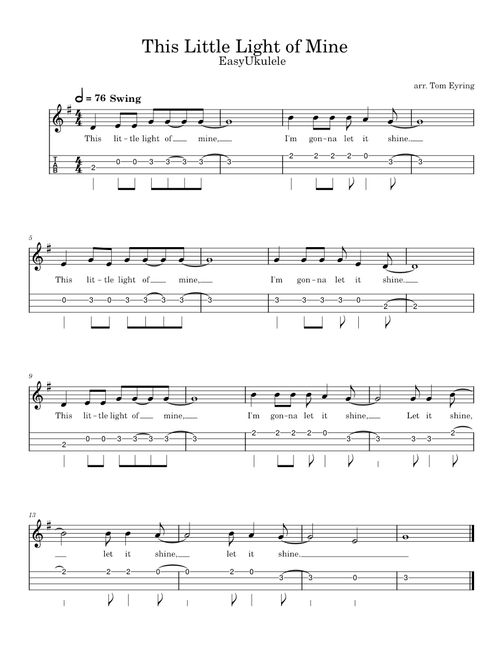 This Little Light of Mine Easy Ukulele