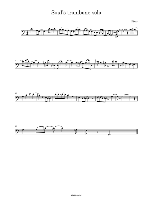 Pixar – Misc Soundtrack Pixar - Soul's Trombone solo