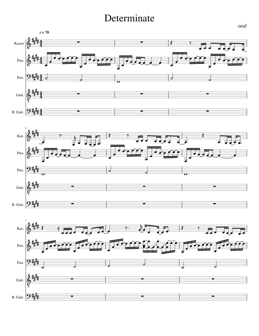 Determinate from Lemonade Mouth Sheet music for Piano, Kazoo, Guitar