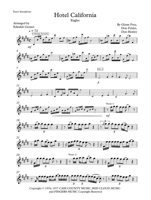 Hotel California (Arr. Ednaldo Gomes) - Eagles (Tenor Sax Solo)