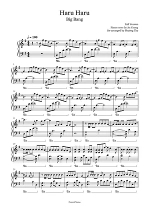 Haru Haru Sheet music for Piano, Violin, Drum group (Mixed Haru Haru Sheet music for Piano, Violin, Drum group (Mixed