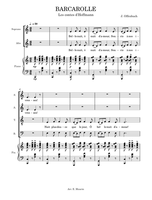 Barcarolle – Jacques Offenbach Barcarolle des Contes d'Hoffmann - J. Offenbach