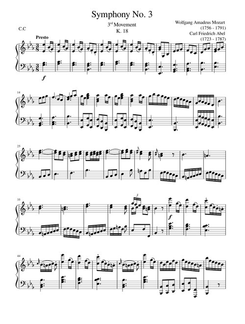 Symphony No. 3, K. 18 3rd Movement – Carl Friedrich Abel\Wolfgang Amadeus Mozart