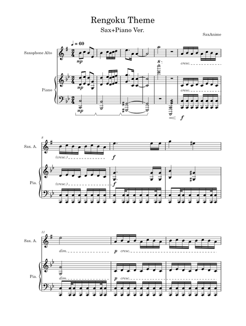 Rengoku Theme Sax/Piano - Demon Slayer OST