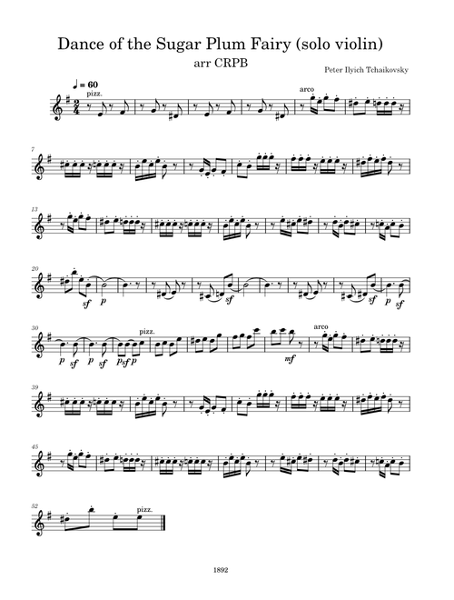 Dance of the Sugar Plum Fairy – Pyotr Ilyich Tchaikovsky Dance of the Sugar Plum Fairy  solo violin