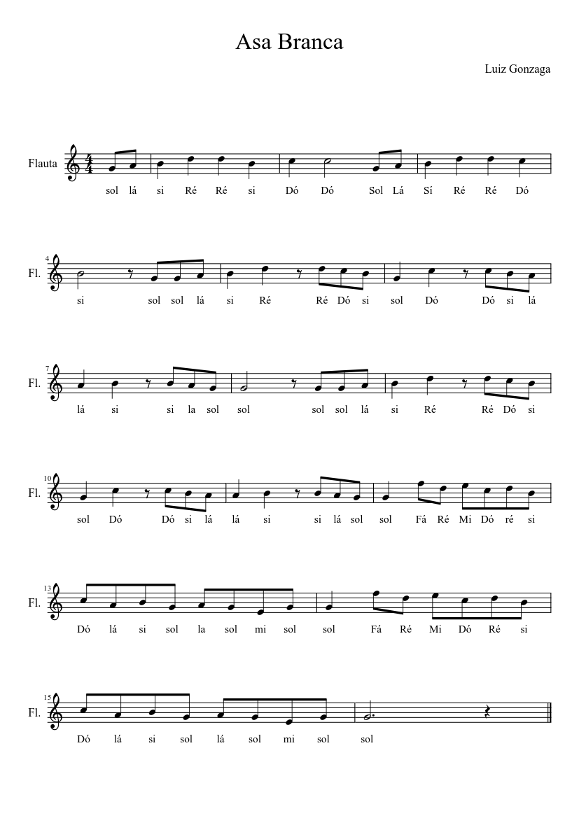 Asa Branca Sheet music for Flute | Musescore.com