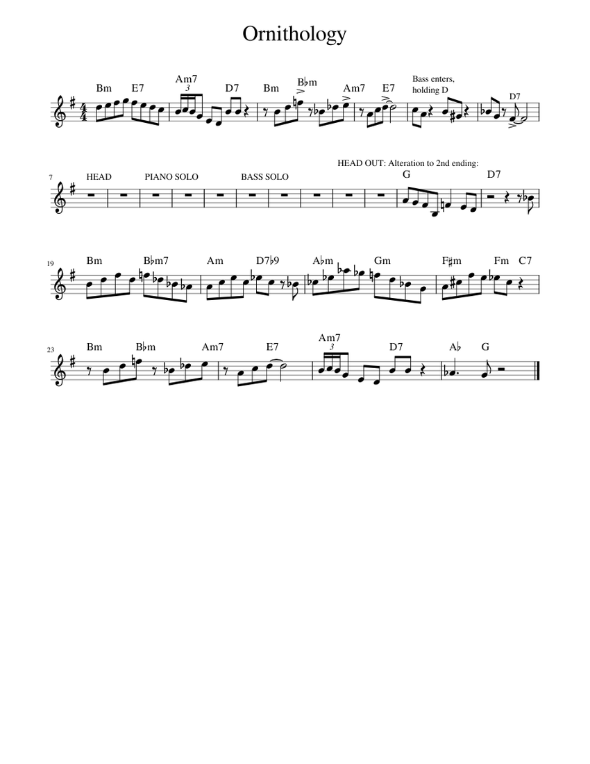 Ornithology Sheet music for Piano (Solo)