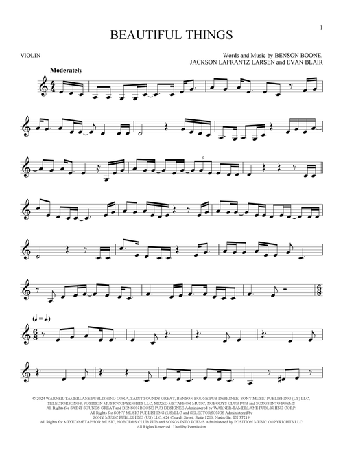 Beautiful Things - Benson Boone (Violin Solo)