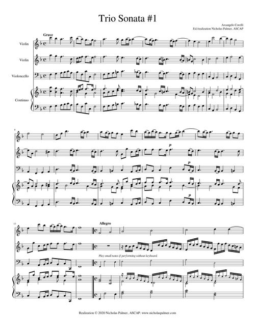 Trio Sonata in F (no.1, op. 1) - Arcangelo Corelli (Arr. Nicholas Palmer, ASCAP) (Small Ensemble)