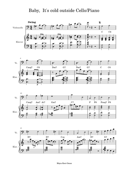 Baby, It's cold outside Cello Piano