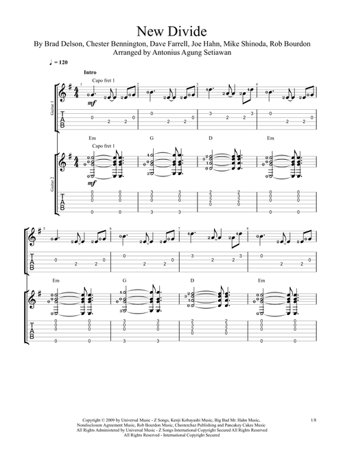 New Divide (Arr. Antonius Agung Setiawan) - Linkin Park (Guitar Tab)