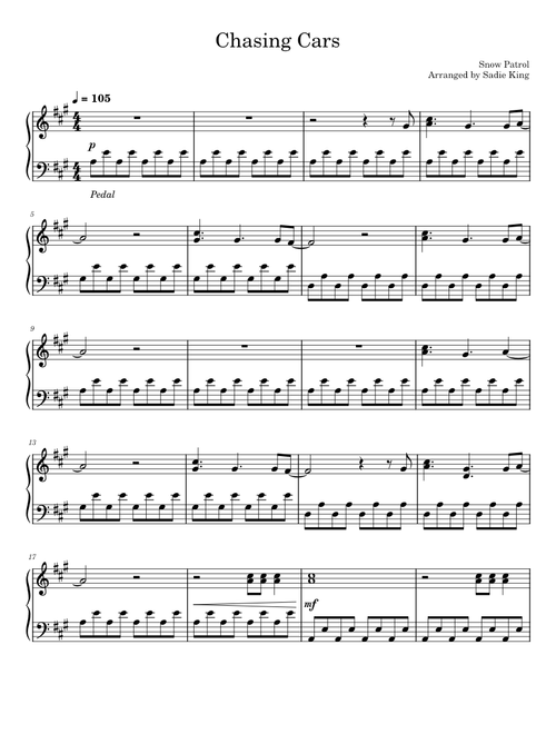 Chasing Cars – Snow Patrol-Easy Piano