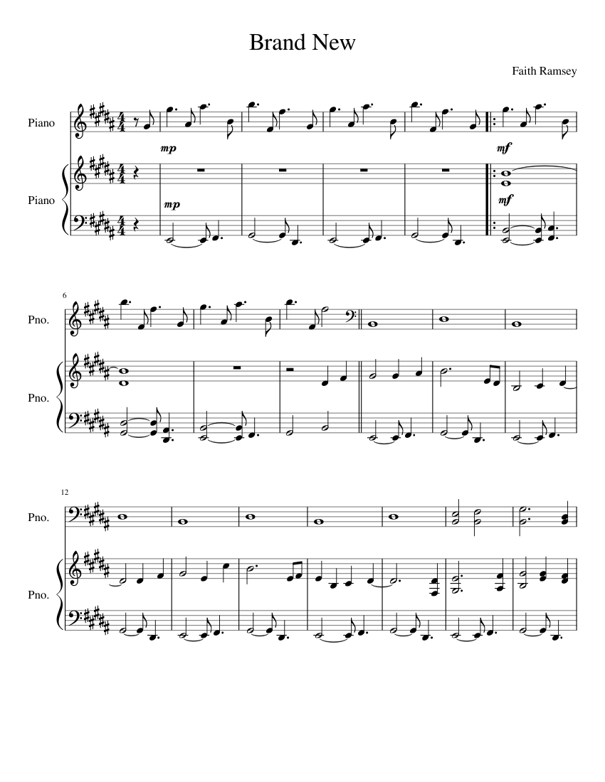 Brand New Sheet Music for Piano (Mixed Duet) | MuseScore.com