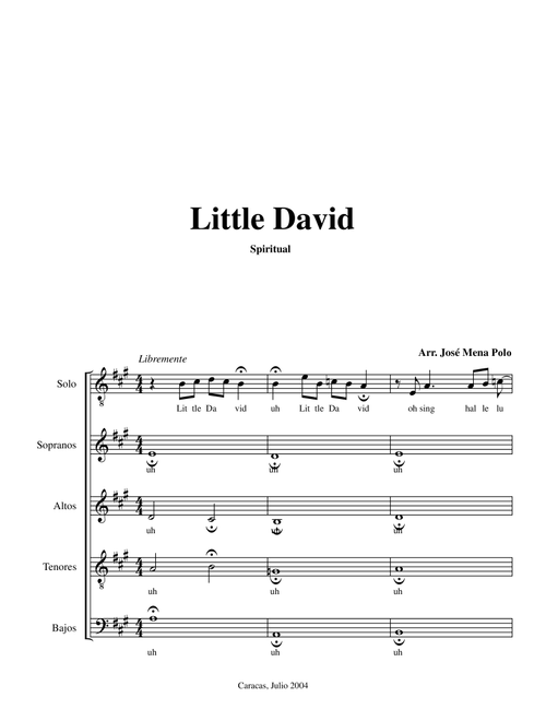 Little David (Arr. Jose Mena Polo) - Spiritual (Choral, SATB)