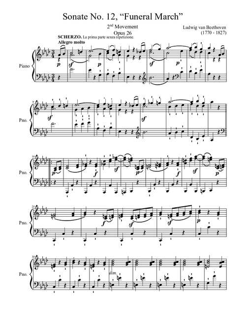 Sonate No. 12, “Funeral March” 2nd Movement
