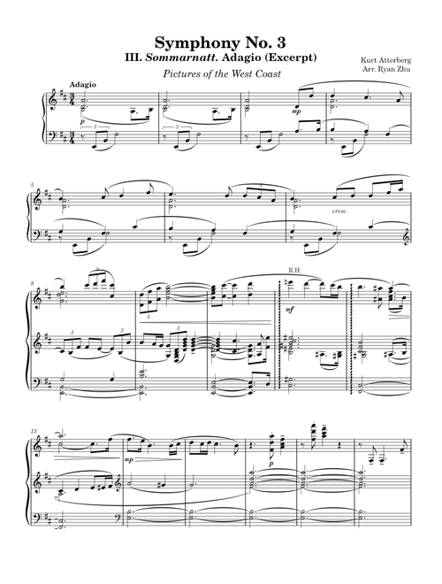Atterberg - Symphony No. 3 "Pictures of the West Coast" | III - Sommarnatt | Piano Solo Excerpt