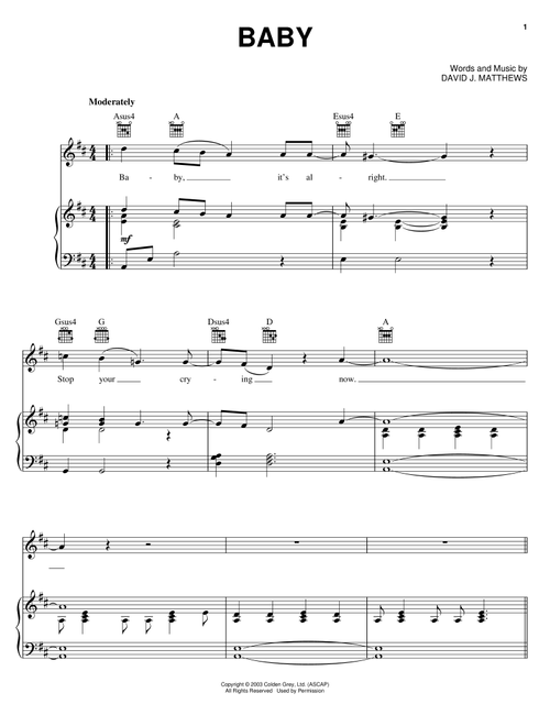 Baby - Dave Matthews (Piano-Vocal-Guitar)