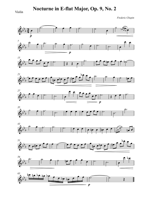 Nocturne in E-flat Major, Op. 9, No. 2 (Arr. Wesley S. SIlva) - Frederic Chopin (Violin Solo)
