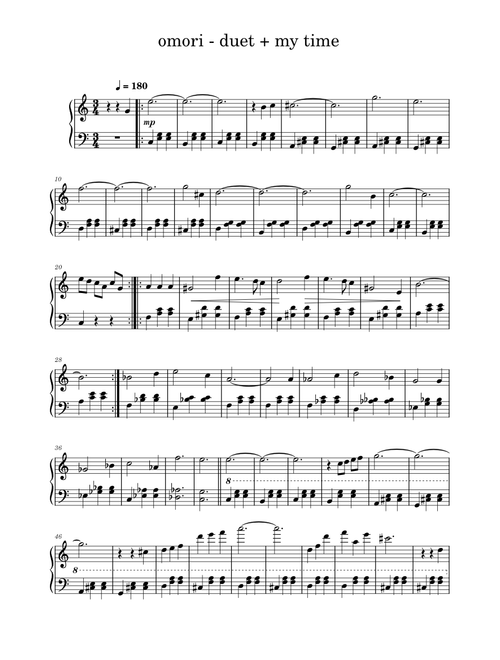 Omori Duet – Pedro Silva Omori - Duet + My Time (Easy)