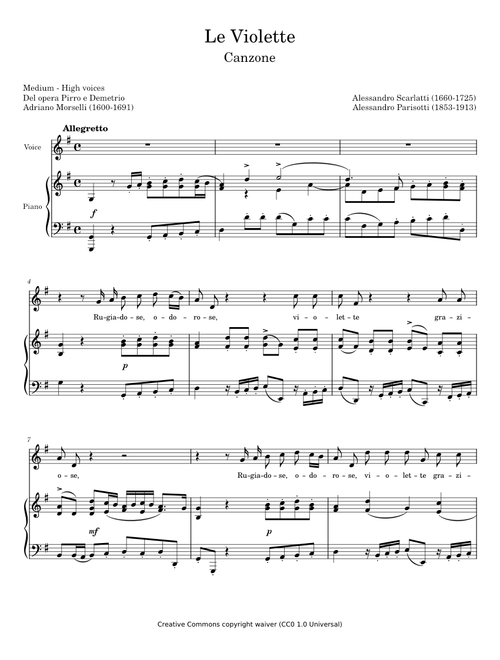 Le violette - SOLM - Medium- High voice – Alessandro Scarlatti