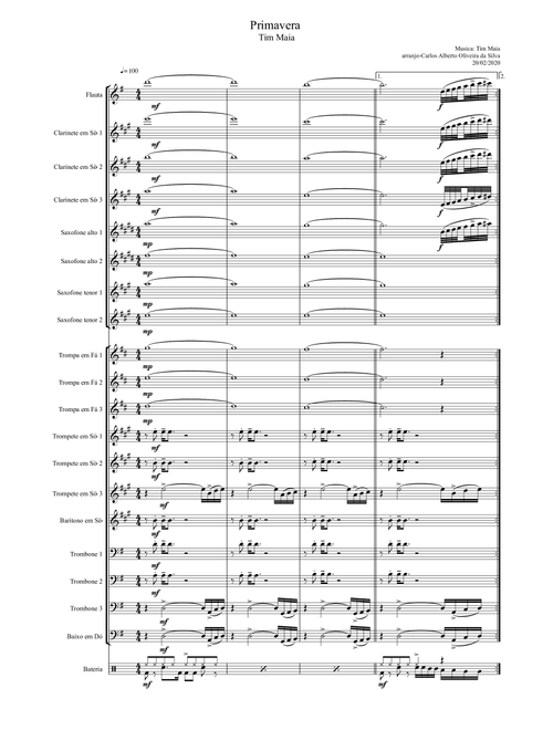 Primavera (Arr. Carlos Alberto Oliveira da Silva) - Tim Maia (Concert Band: Flex-Band)