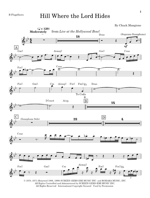 Hill Where The Lord Hides - Chuck Mangione (Trumpet Transcription)