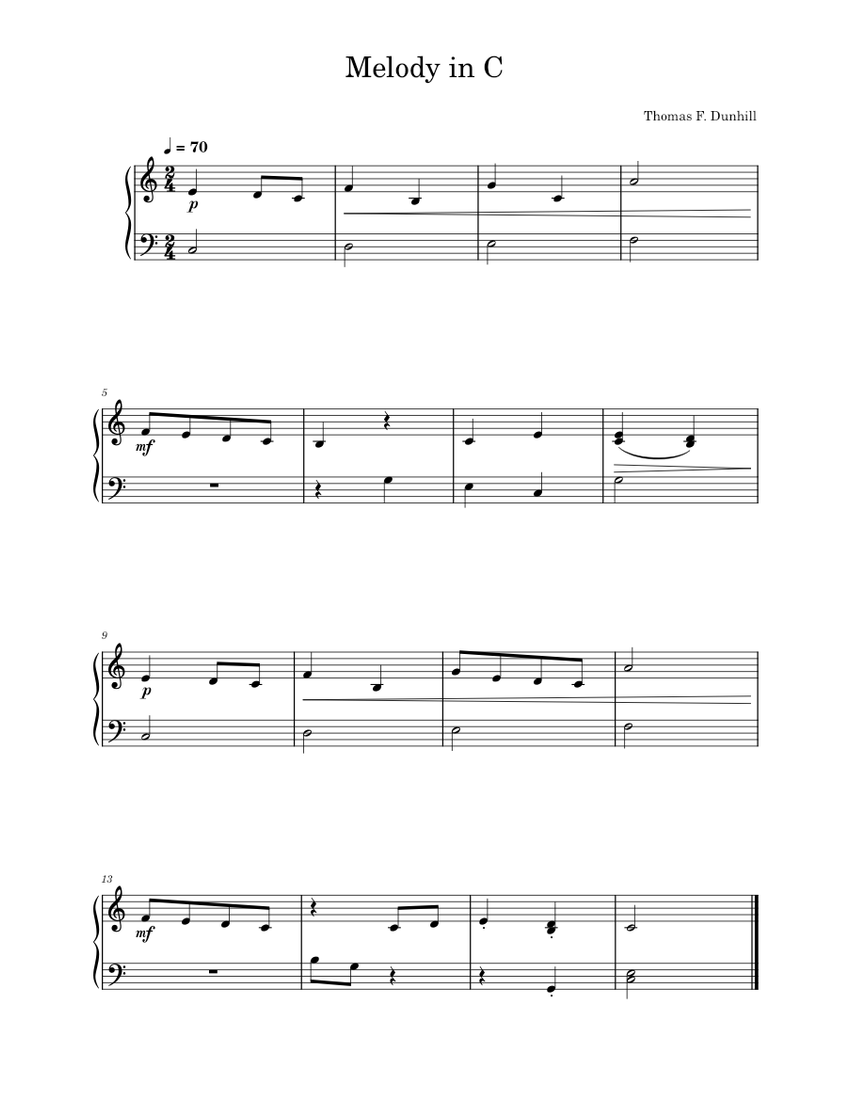 Melody in C – Thomas Frederick Dunhill Sheet music for Piano (Solo ...
