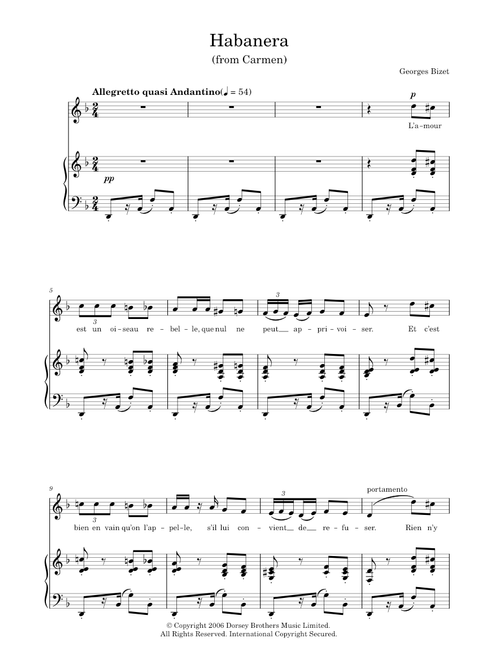 Habanera  - Georges Bizet (Piano Vocal)