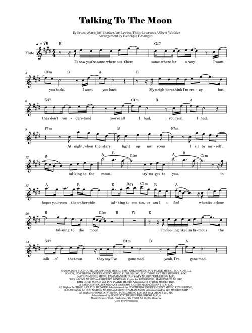 Talking To The Moon (Arr. Henrique F Mangoni) - Bruno Mars (Flute Solo)