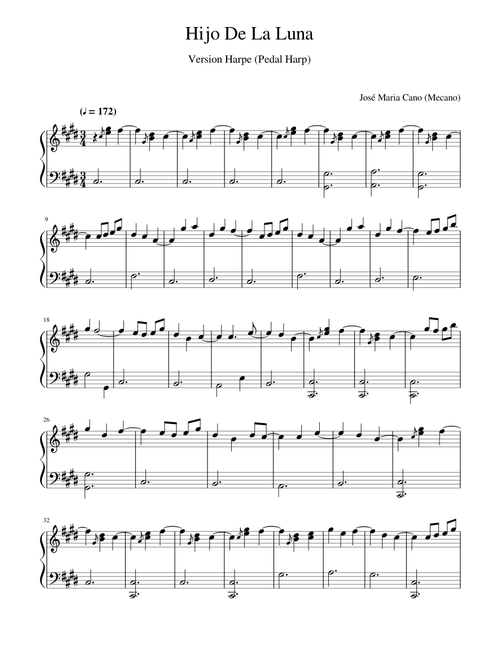 Hijo de la luna – José María Cano -Mecano - Pedal Harp