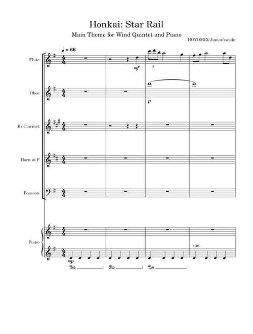 Honkai: Star Rail Main Theme – HOYO-MiX Honkai: Star Rail Main Theme for Wind Quintet