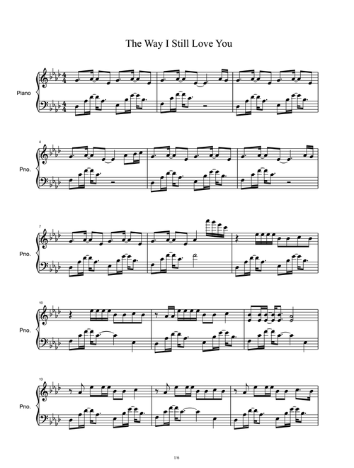 The Way I Still Love You (Arr. Reynard Silva) (Piano Solo)