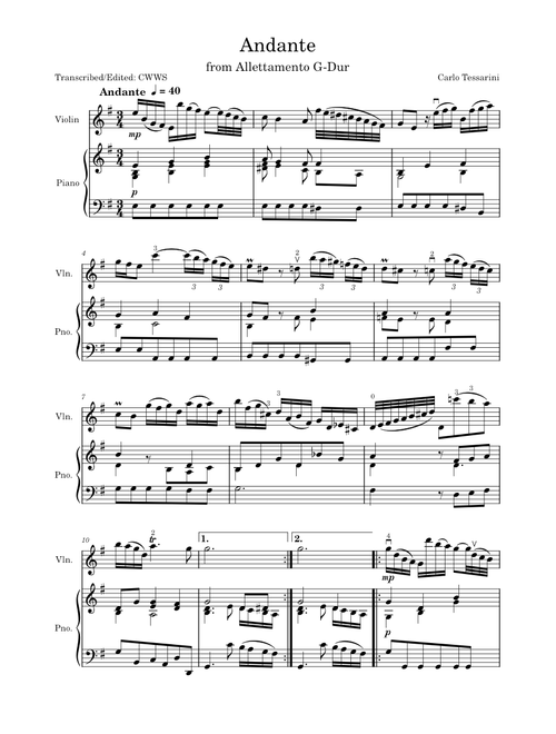 Andante, Allettamento G Major - Carlo Tessarini