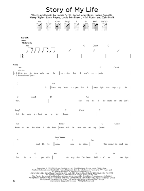 Story Of My Life - One Direction (Guitar Lead Sheet)