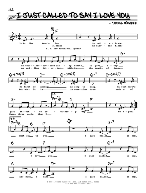 I Just Called To Say I Love You (Low Voice) - Stevie Wonder (Real Book - Melody-Chords-Lyrics)