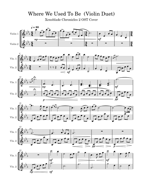Where We Used To Be - Xenoblade Chronicles 2 – Yasunori Mitsuda Where We Used To Be (VIolin Duet Cover)