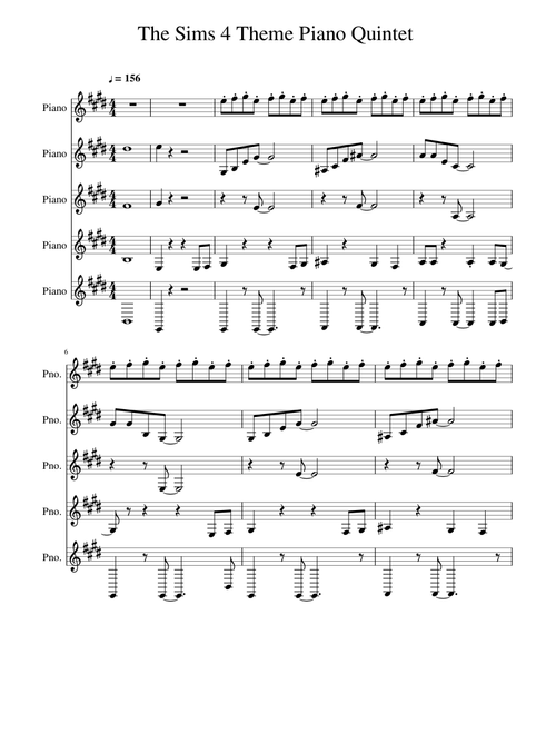 The Sims 4 Theme. (Piano Quintet