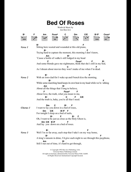 Bed Of Roses - Bon Jovi (Guitar Chords-Lyrics)