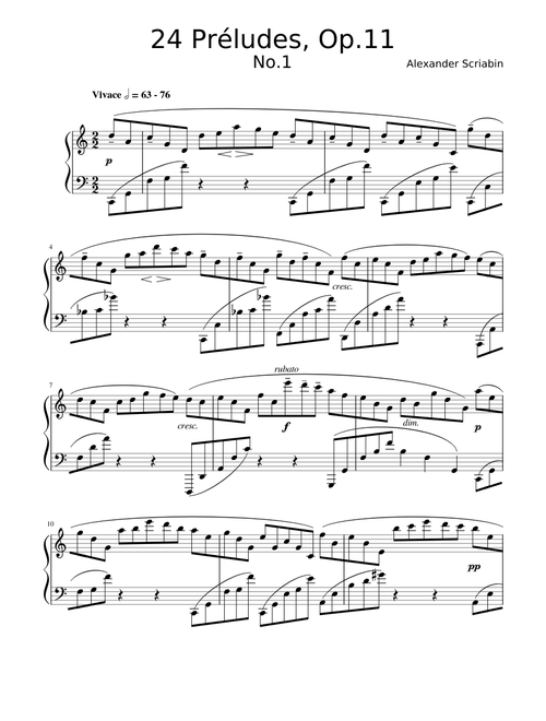 24 Preludes, Op.11, No.1 - A. Scriabin