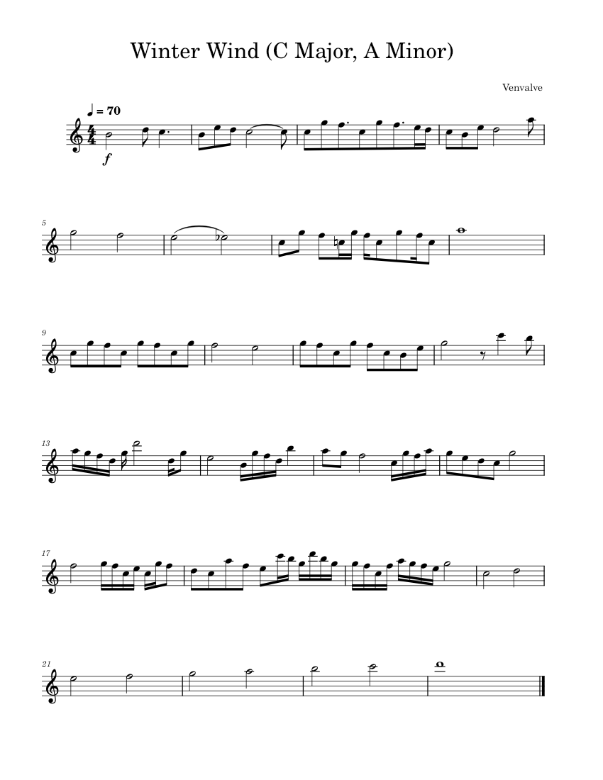Winter Wind (Alto Recorder) Sheet music for Recorder (Solo) | Musescore.com