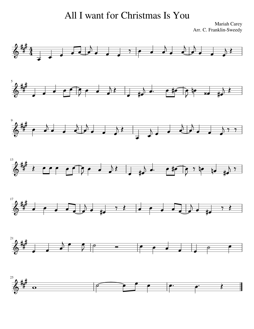 all-i-want-for-christmas-sheet-music-for-clarinet-in-b-flat-solo-musescore-com