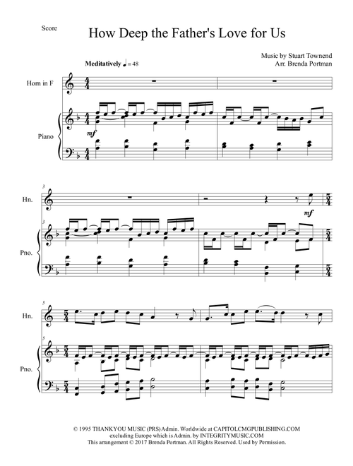 How Deep The Father's Love For Us (Arr. Brenda Portman) - Phillips, Craig & Dean (French Horn and Piano)