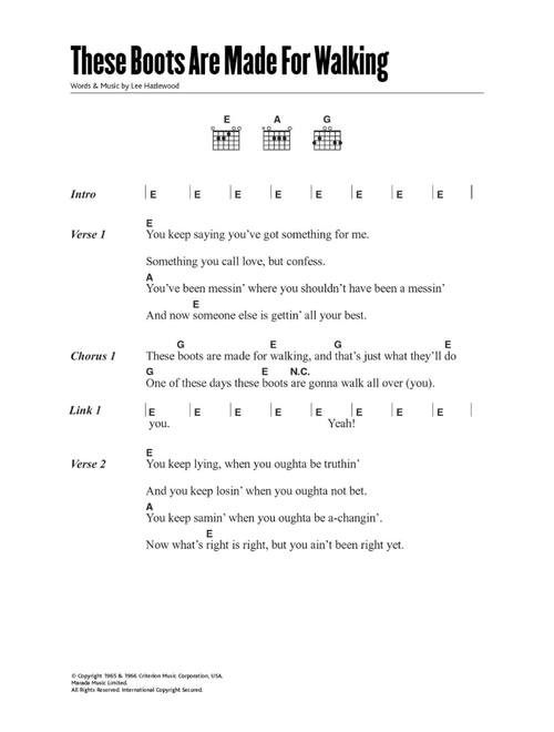 These Boots Are Made For Walking - Nancy Sinatra (Guitar Chords-Lyrics)